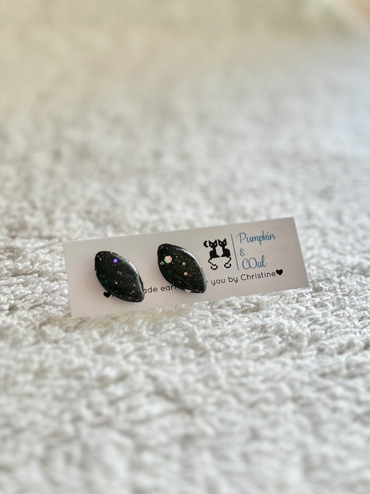 Starry Midnight Pointy Oval stud