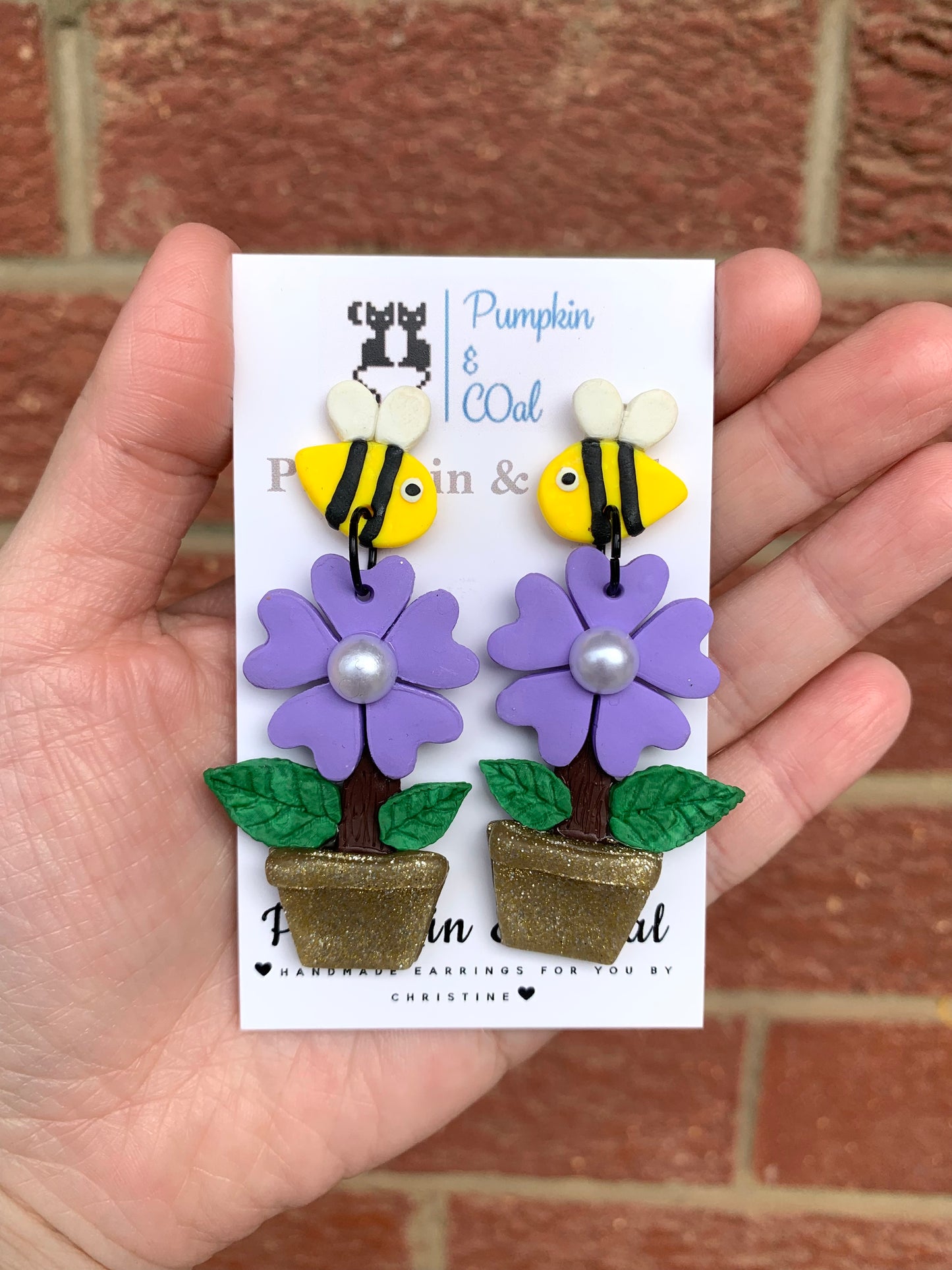 Bee on Pot Flower